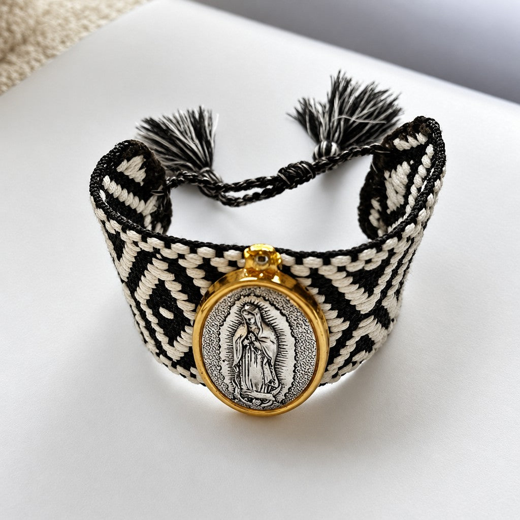 18k Boho Religious Virgin Mary Bracelet
