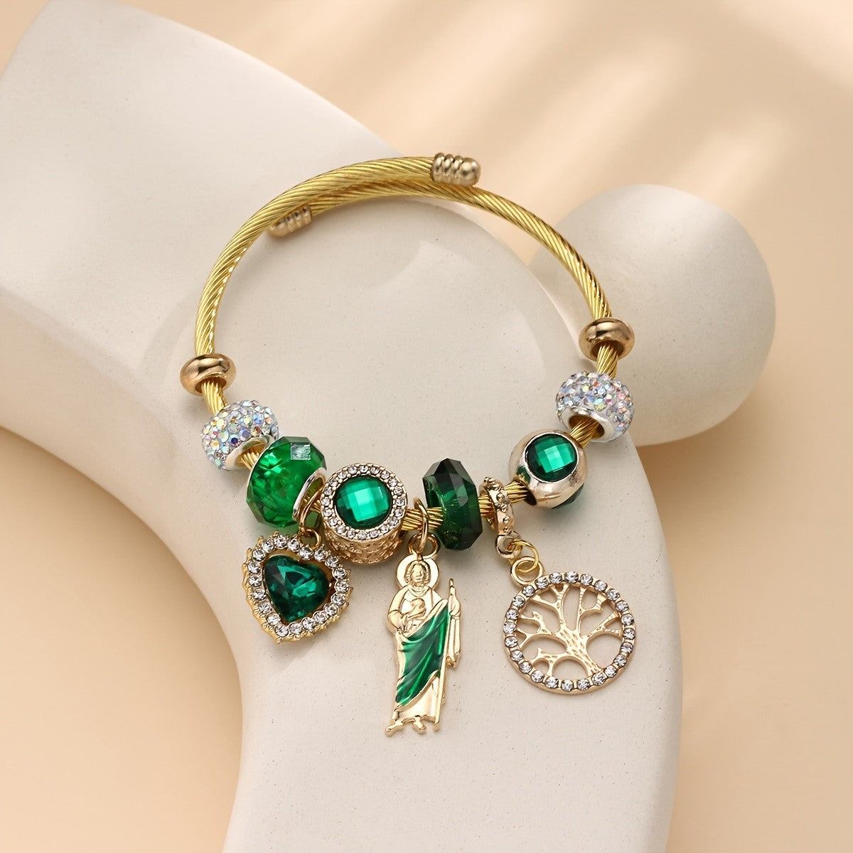 Boho Religious Charm Bangle Bracelet