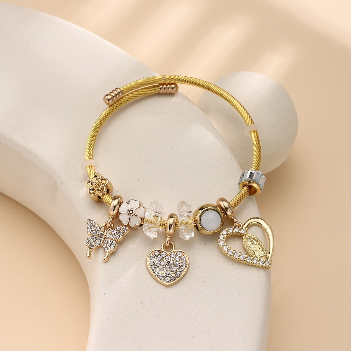 Boho Religious Charm Bangle Bracelet