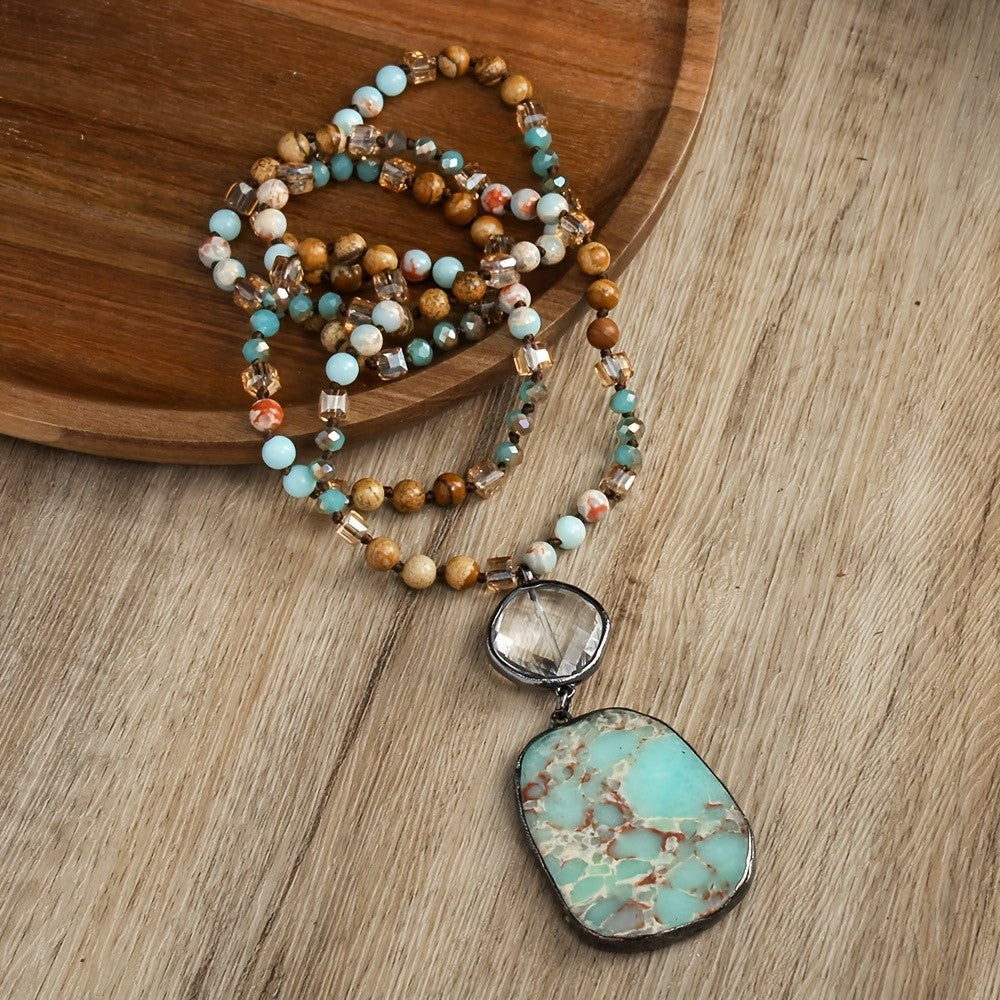Boho Multi-Stone Turquoise Pendant Necklace