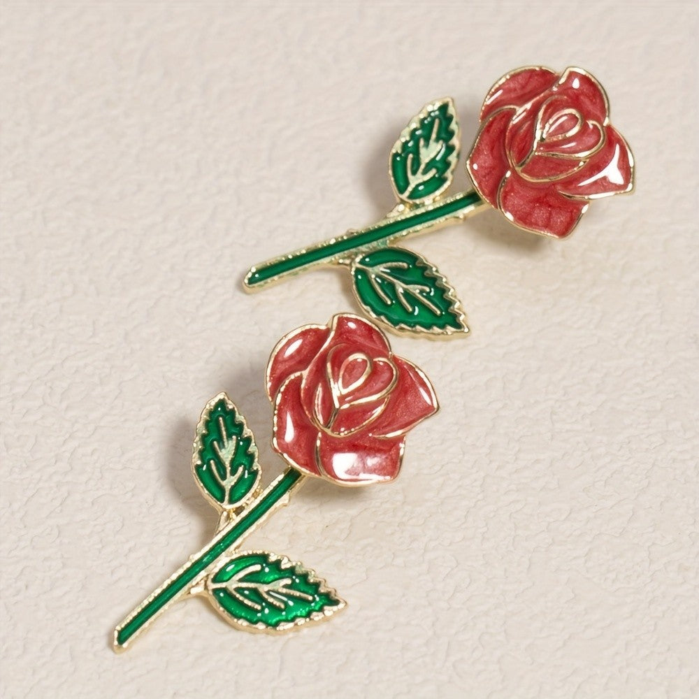 Romantic Red Rose Stud Earrings