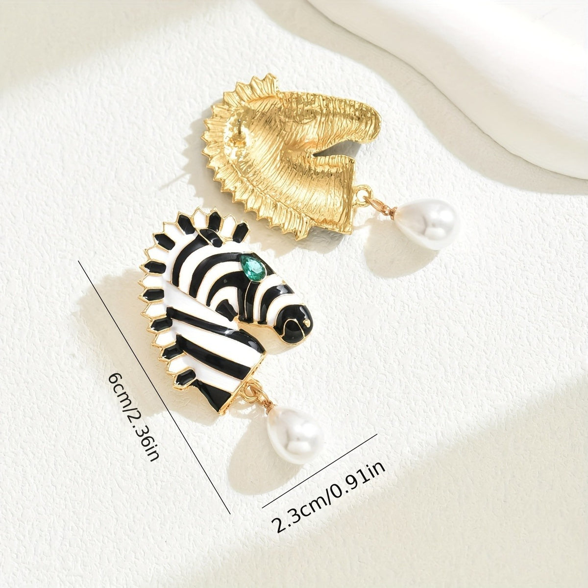 Boho Zebra Pearl Drop Earrings
