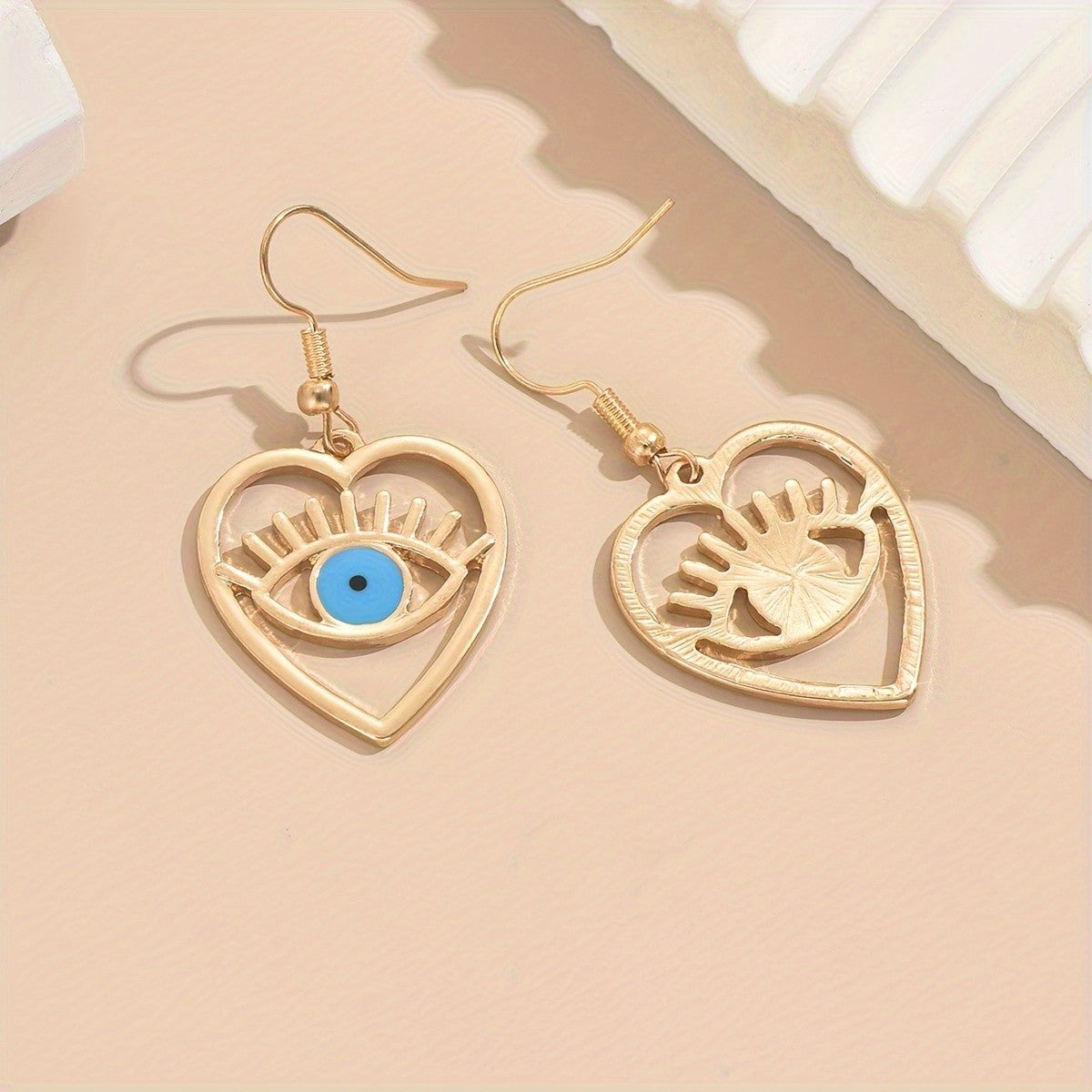 Romantic Heart Evil Eye Earrings