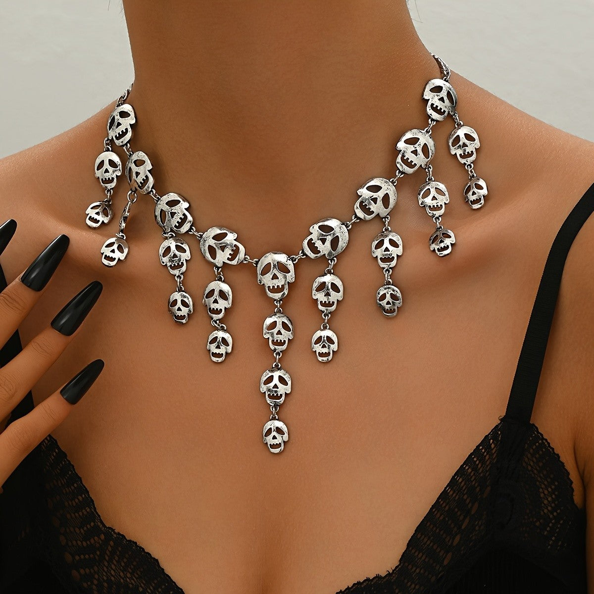 Vintage Gothic Skull Statement Necklace