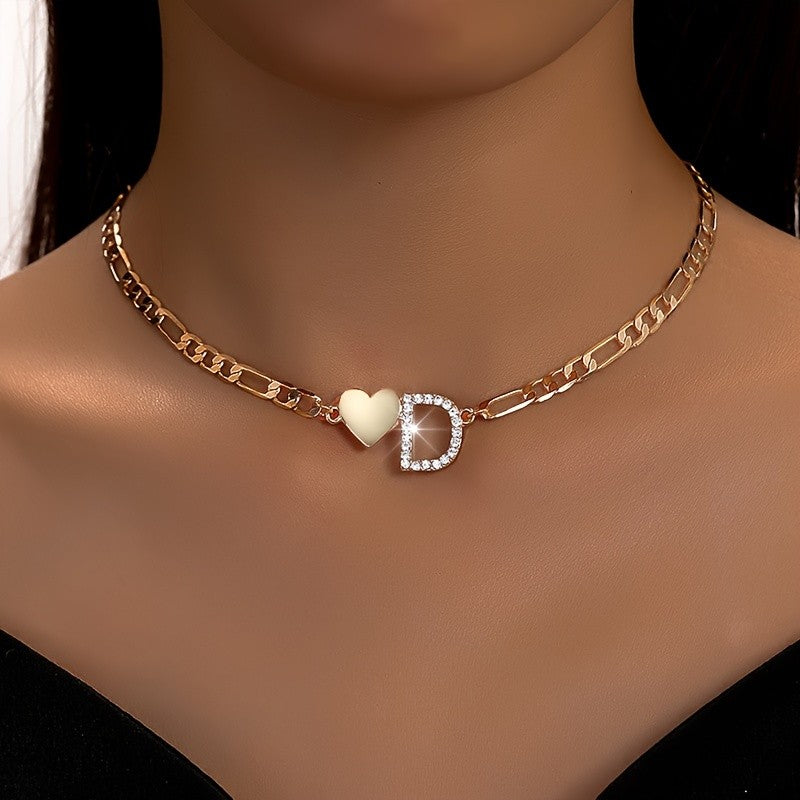 Classy Heart Initial Letter Necklace