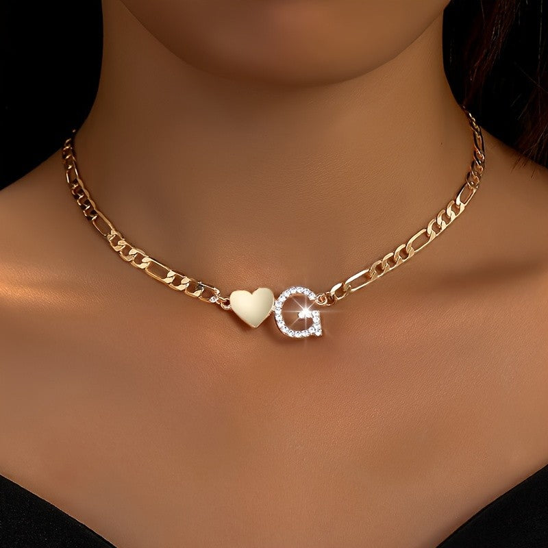 Classy Heart Initial Letter Necklace