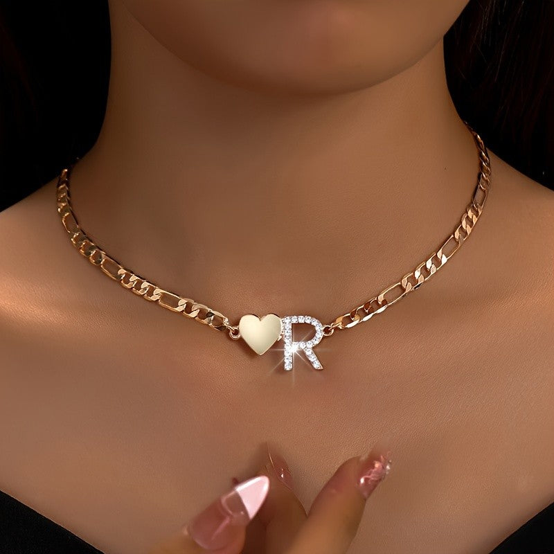 Classy Heart Initial Letter Necklace