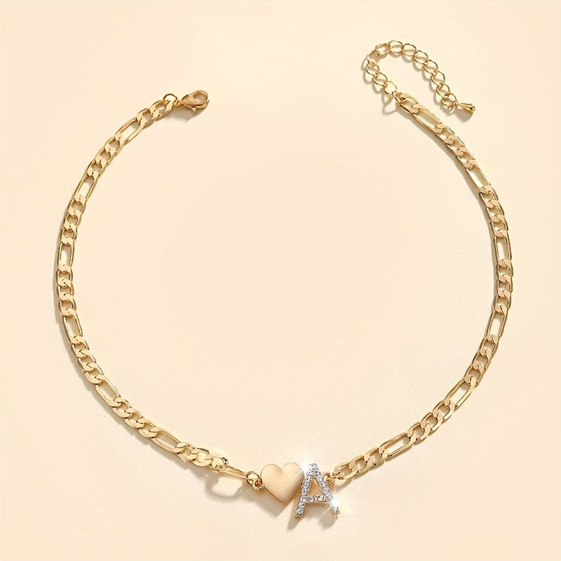 Classy Heart Initial Letter Necklace