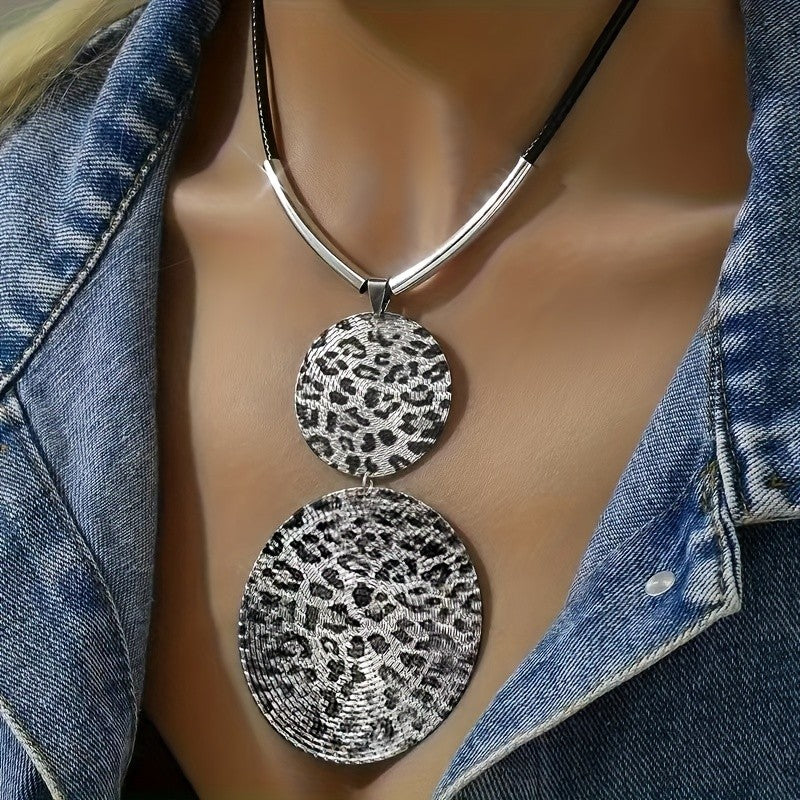 Vintage Leopard Disc Pendant Necklace