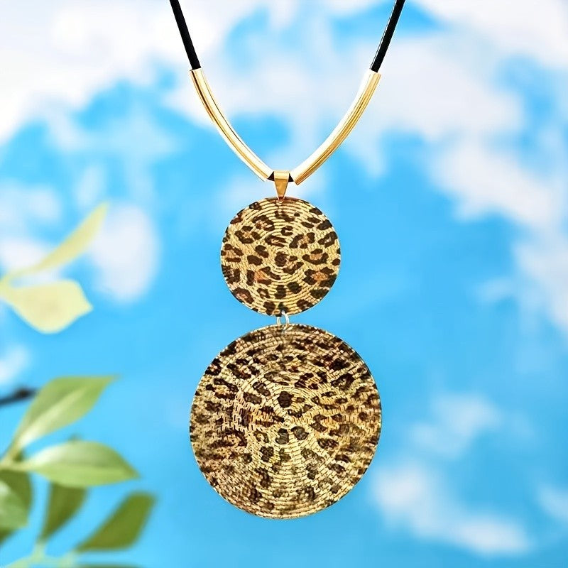 Vintage Leopard Disc Pendant Necklace