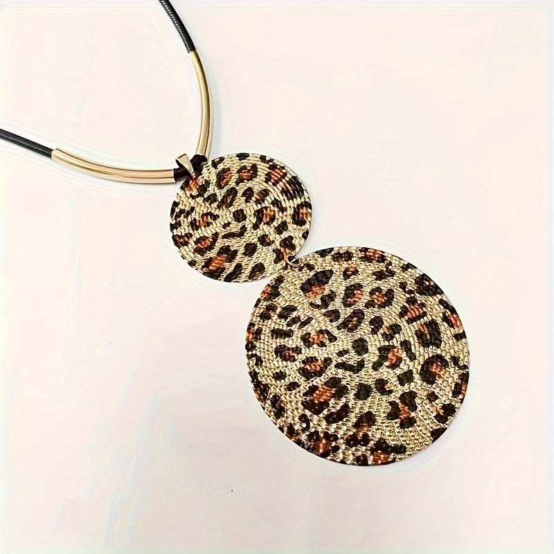 Vintage Leopard Disc Pendant Necklace