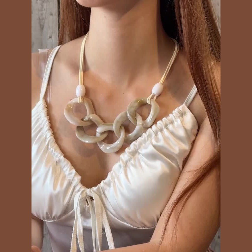 Boho Marbled Resin Link Necklace