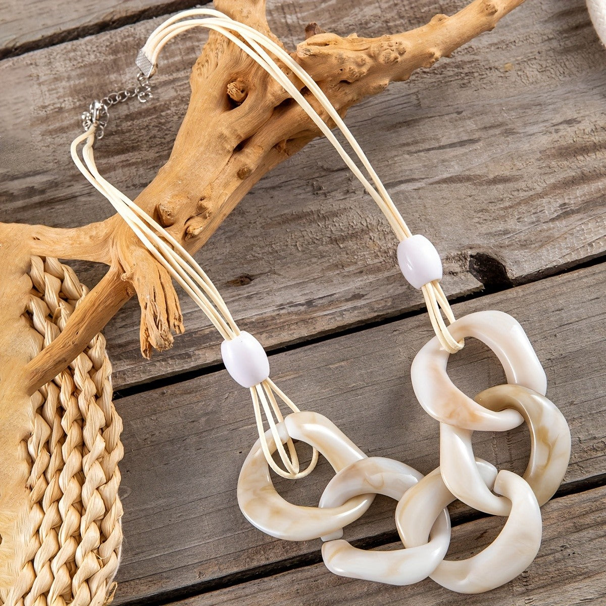 Boho Marbled Resin Link Necklace