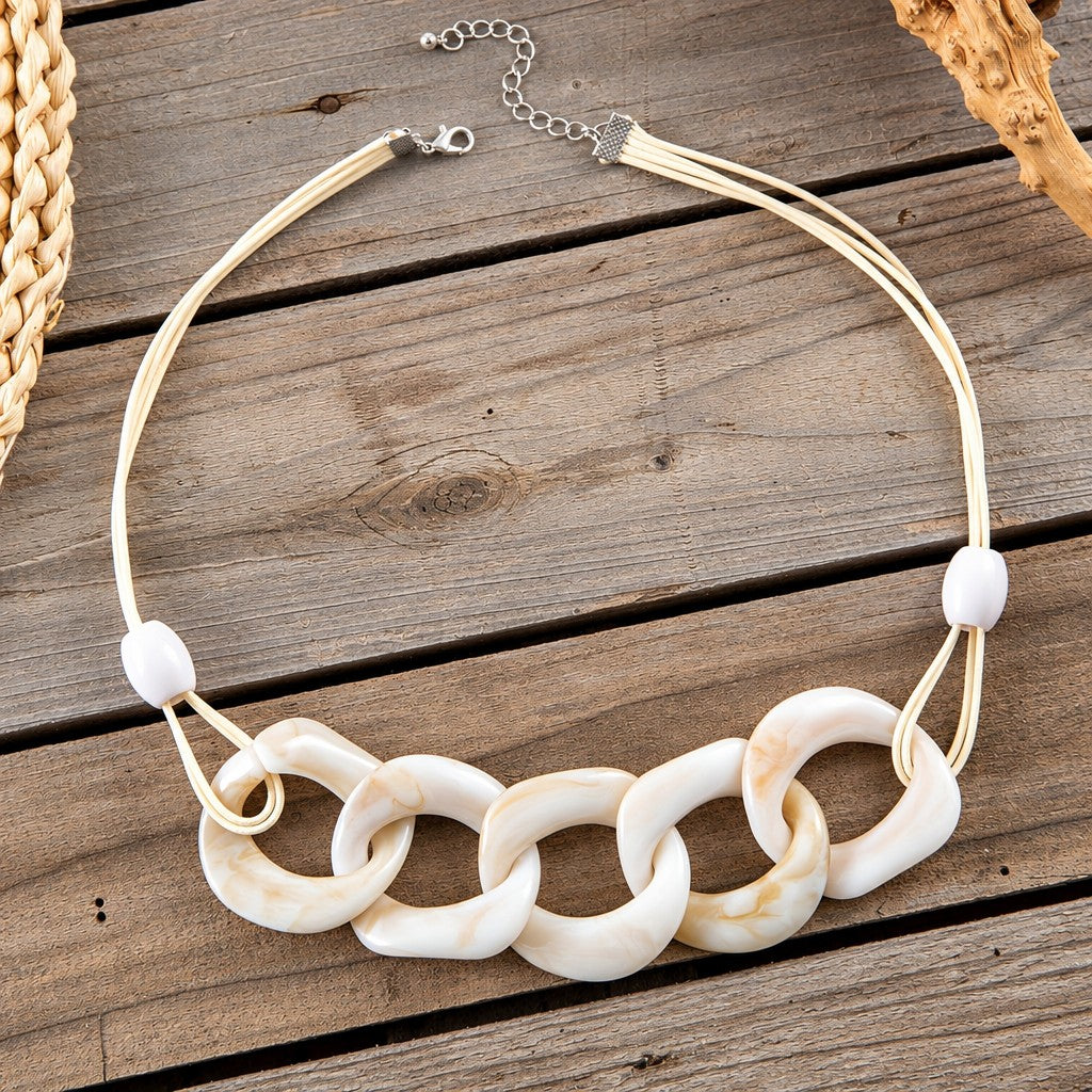 Boho Marbled Resin Link Necklace