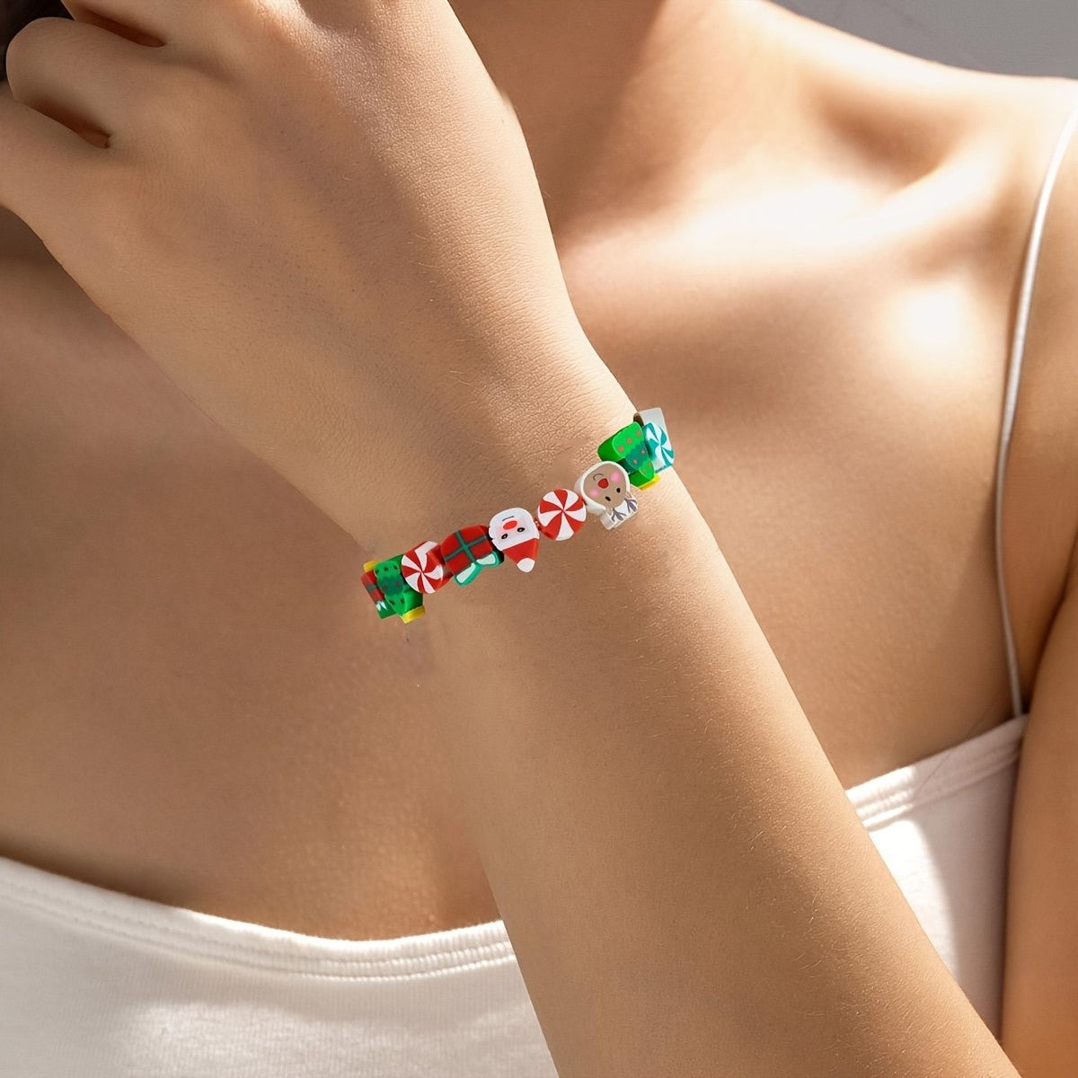Cute Christmas Polymer Clay Bracelet