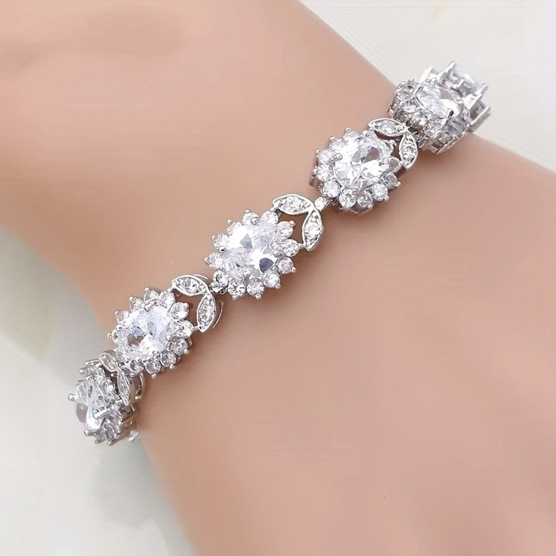 Elegant Blue Oval Zircon Bracelet
