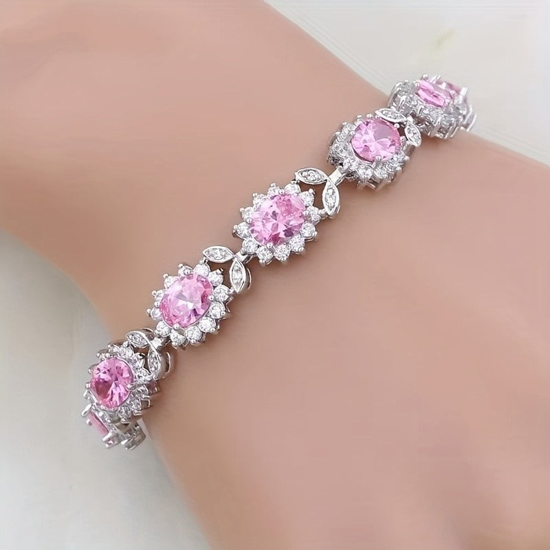 Elegant Blue Oval Zircon Bracelet