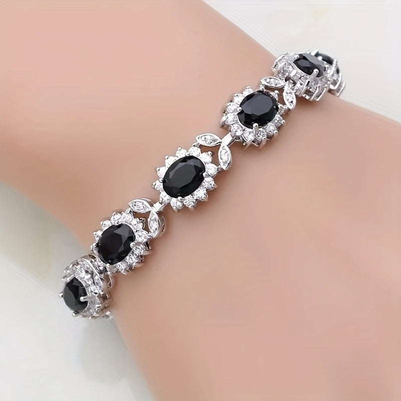 Elegant Blue Oval Zircon Bracelet