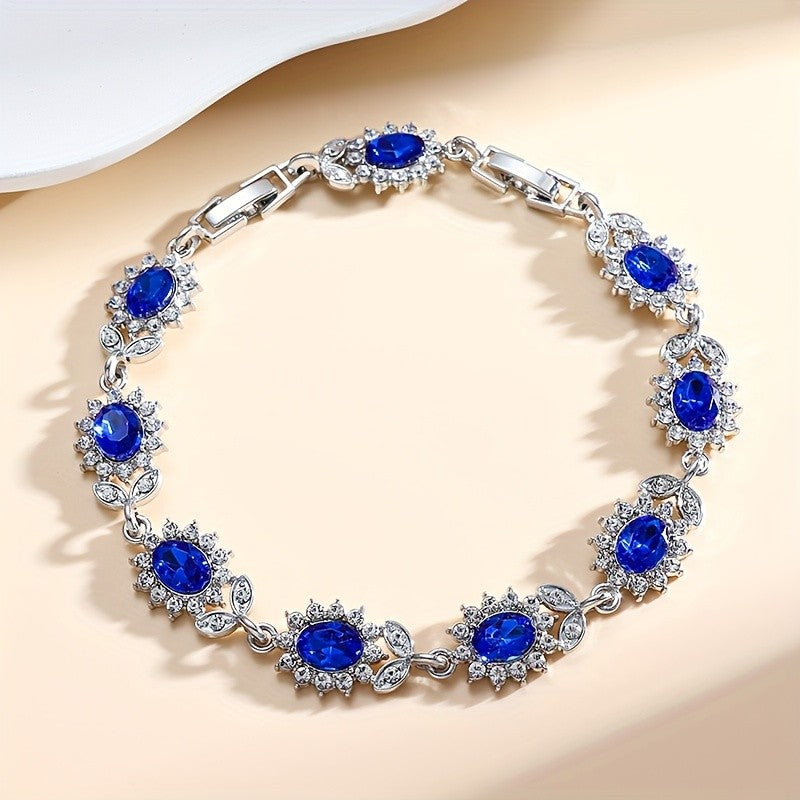 Elegant Blue Oval Zircon Bracelet