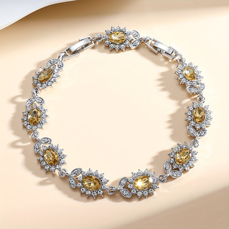 Elegant Blue Oval Zircon Bracelet