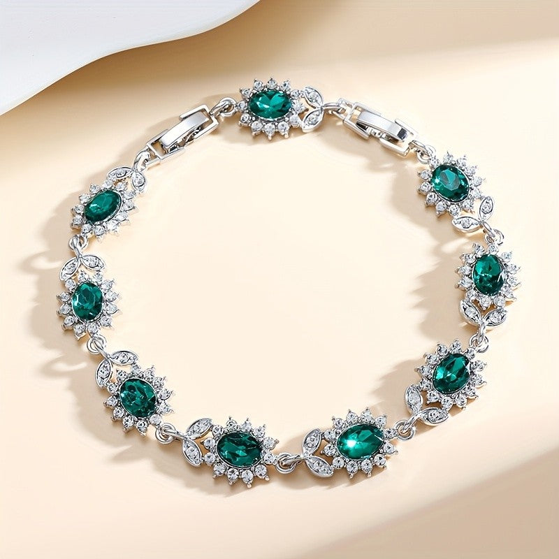Elegant Blue Oval Zircon Bracelet