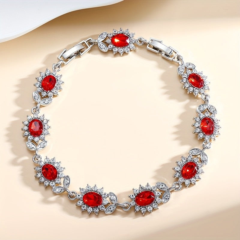 Elegant Blue Oval Zircon Bracelet
