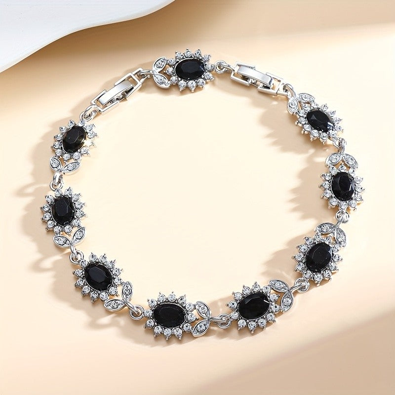Elegant Blue Oval Zircon Bracelet