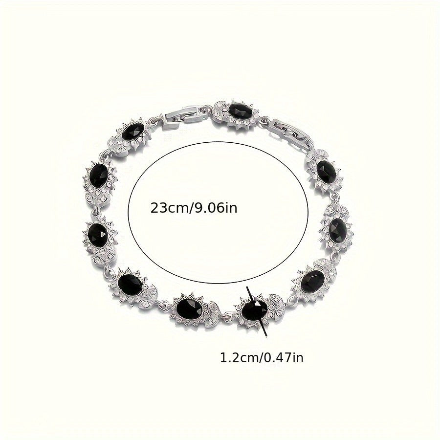 Elegant Blue Oval Zircon Bracelet