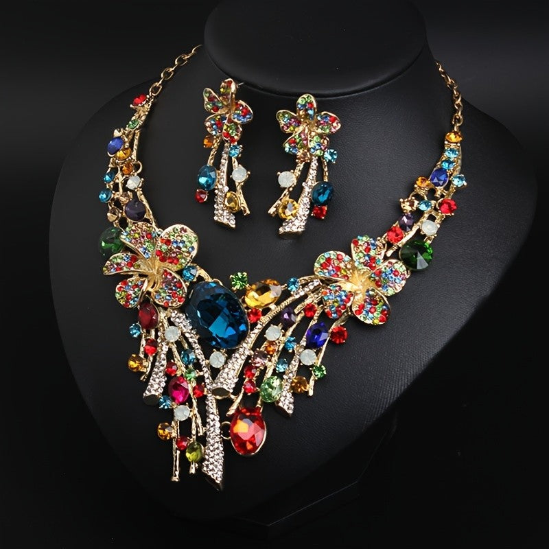 Boho Vibrant Floral Necklace Set