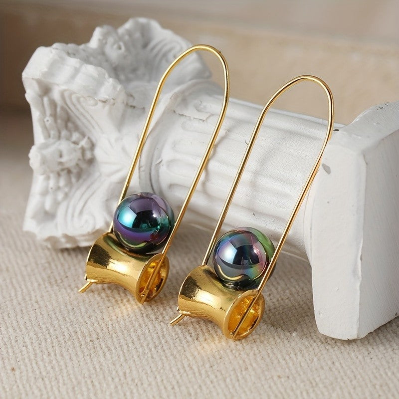 Classy Dark Pearl Arch Earrings