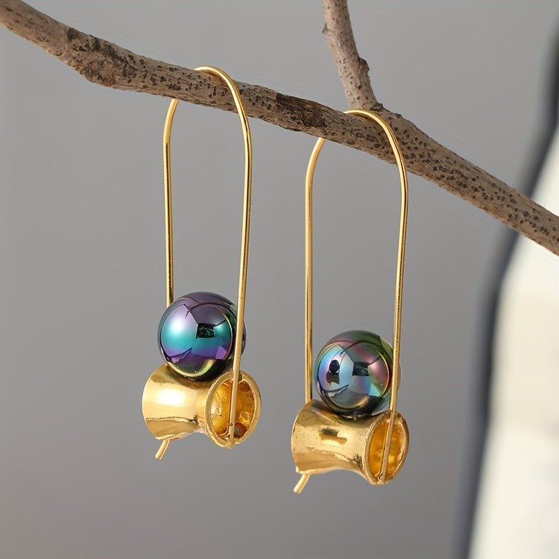 Classy Dark Pearl Arch Earrings