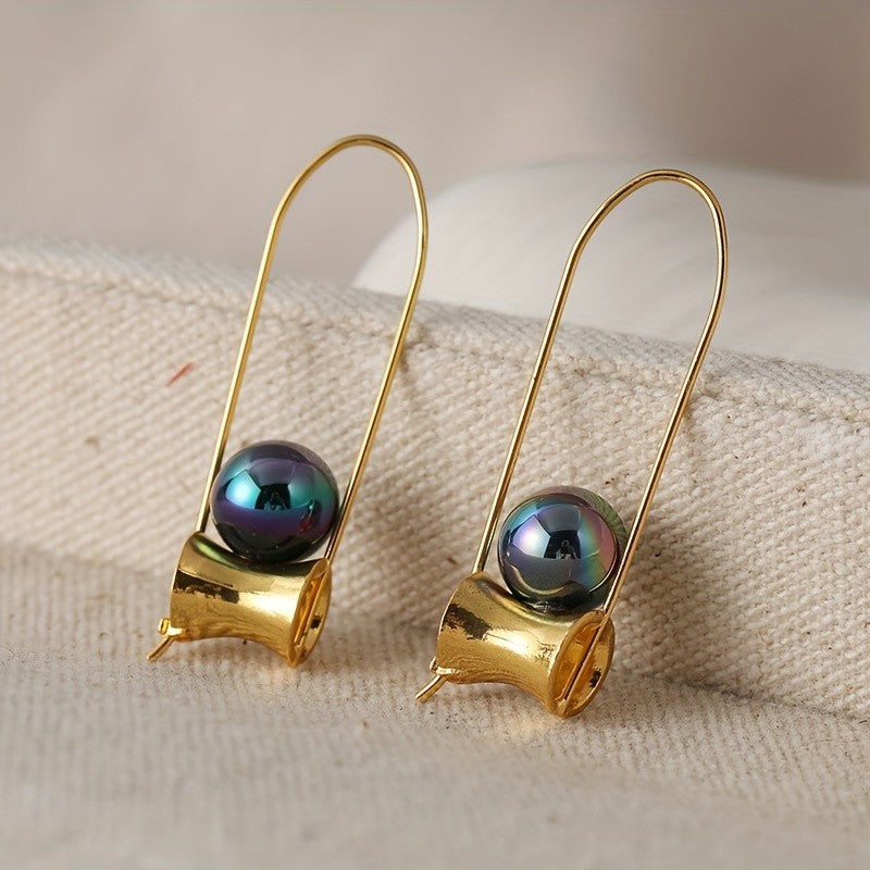 Classy Dark Pearl Arch Earrings