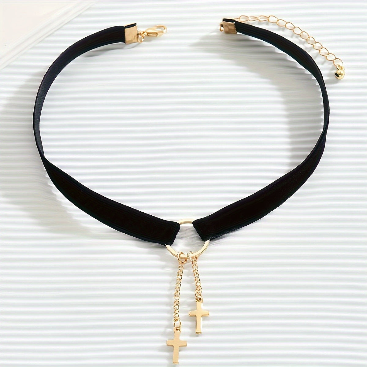 Dainty Double Cross Choker Necklace