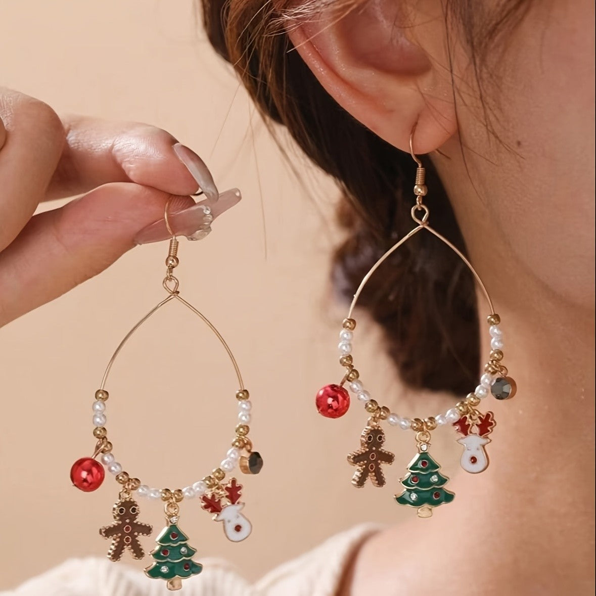 Festive Christmas Tree Charm Earrings