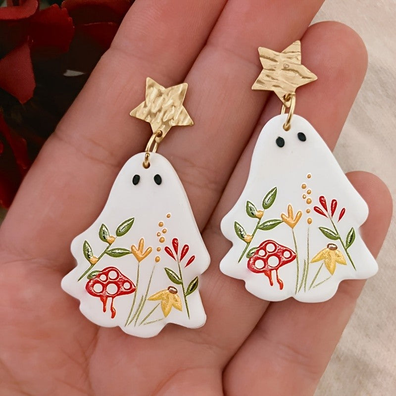 Whimsical Floral Ghost Earrings