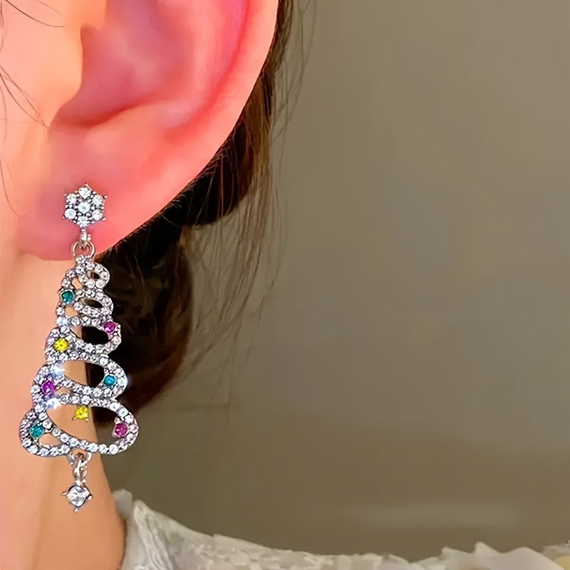 Elegant Christmas Tree Drop Earrings