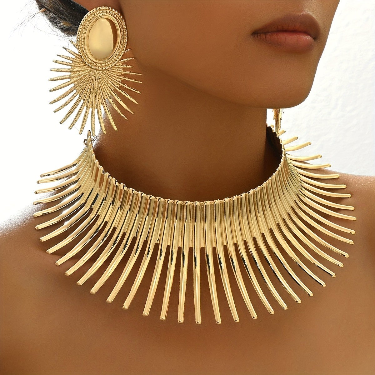 Vintage Sunburst Spike Choker & Earring Set