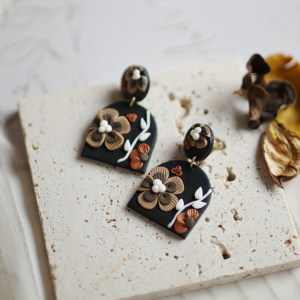 Boho Floral Polymer Clay Earrings