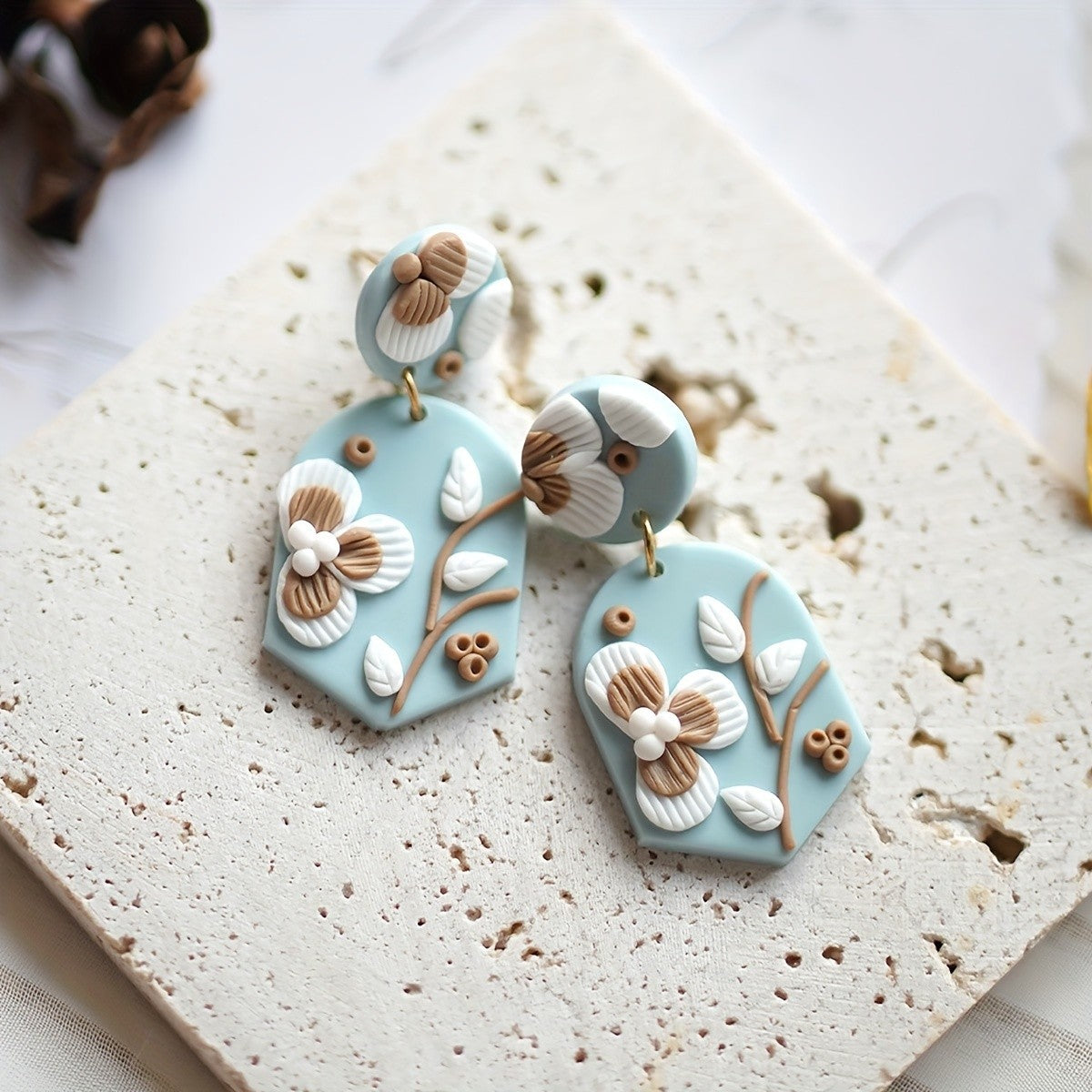 Boho Floral Polymer Clay Earrings