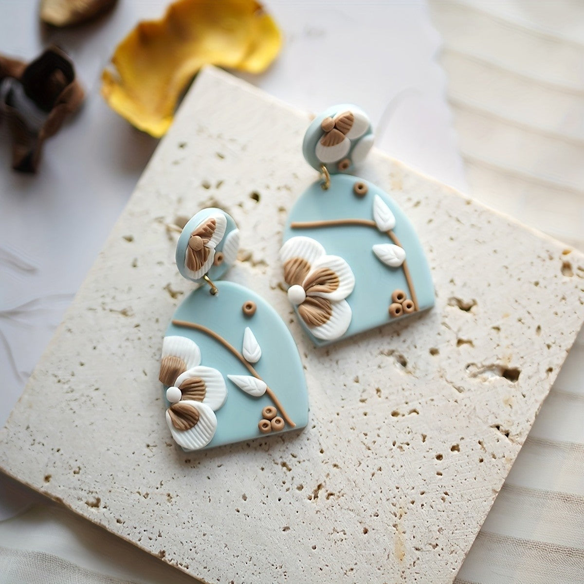 Boho Floral Polymer Clay Earrings