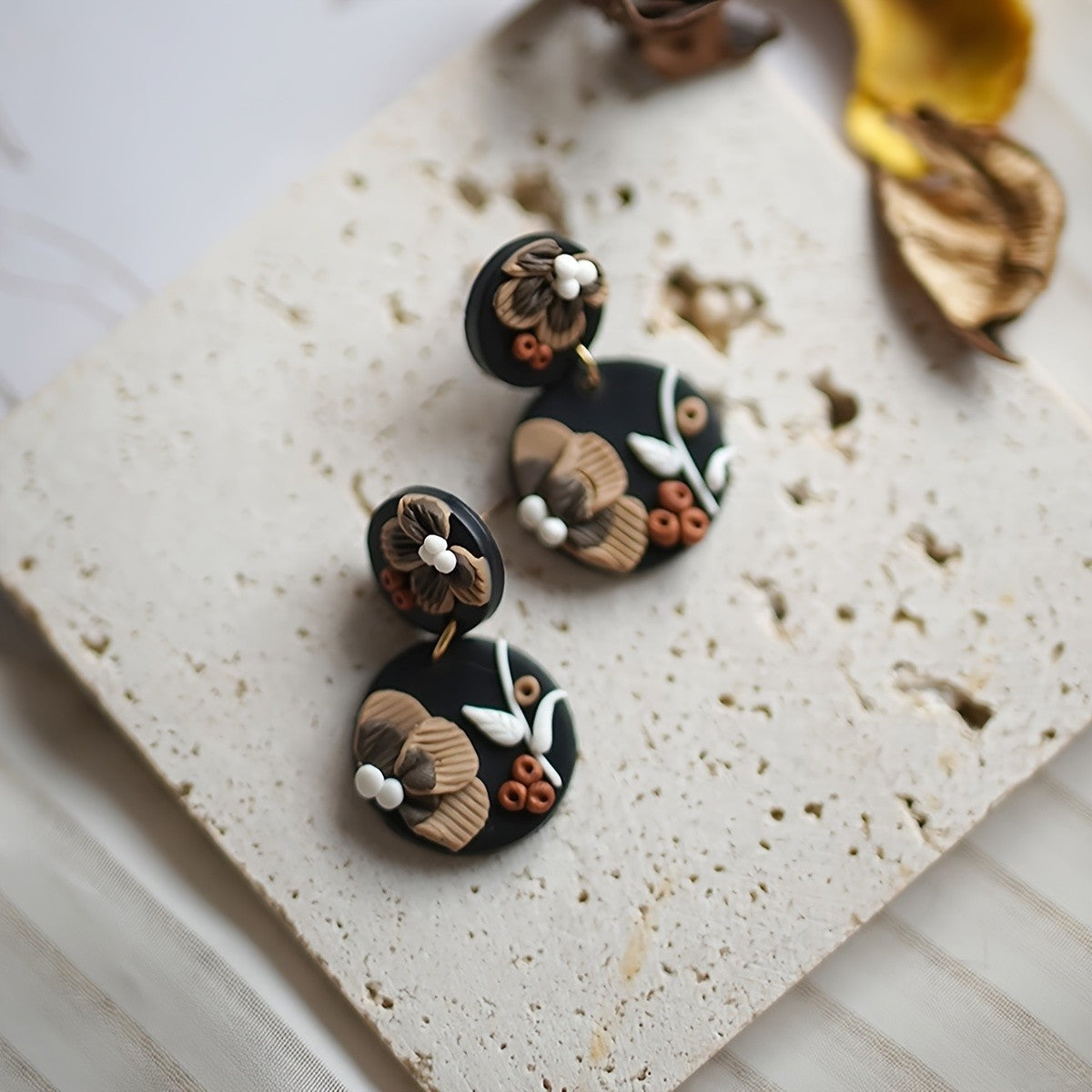 Boho Floral Polymer Clay Earrings