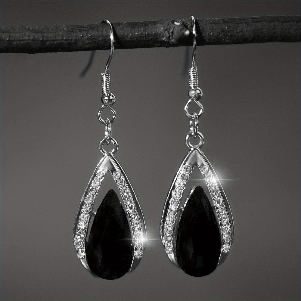 Romantic Red Teardrop Crystal Dangle Earrings