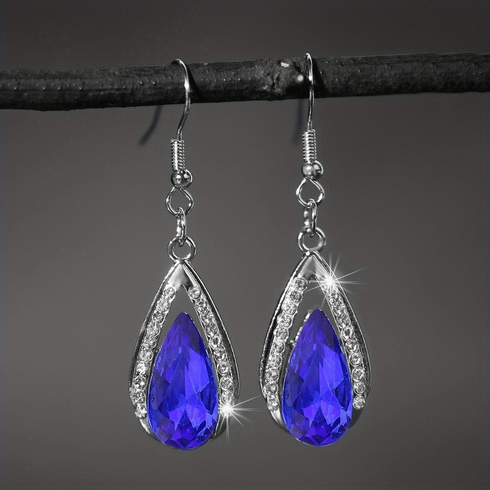 Romantic Red Teardrop Crystal Dangle Earrings