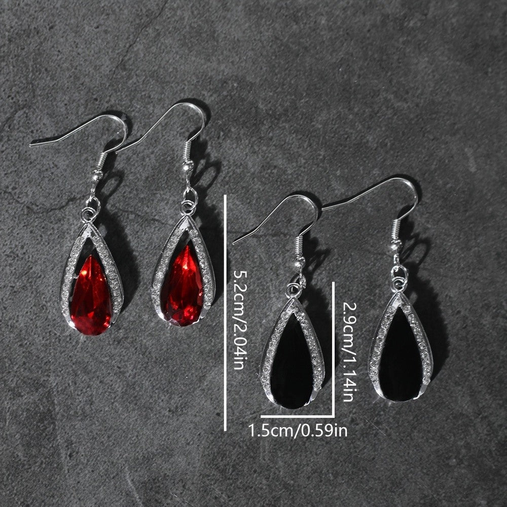 Romantic Red Teardrop Crystal Dangle Earrings