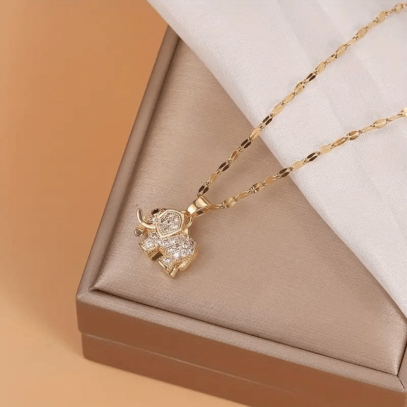18k Dainty Elephant Pendant Necklace