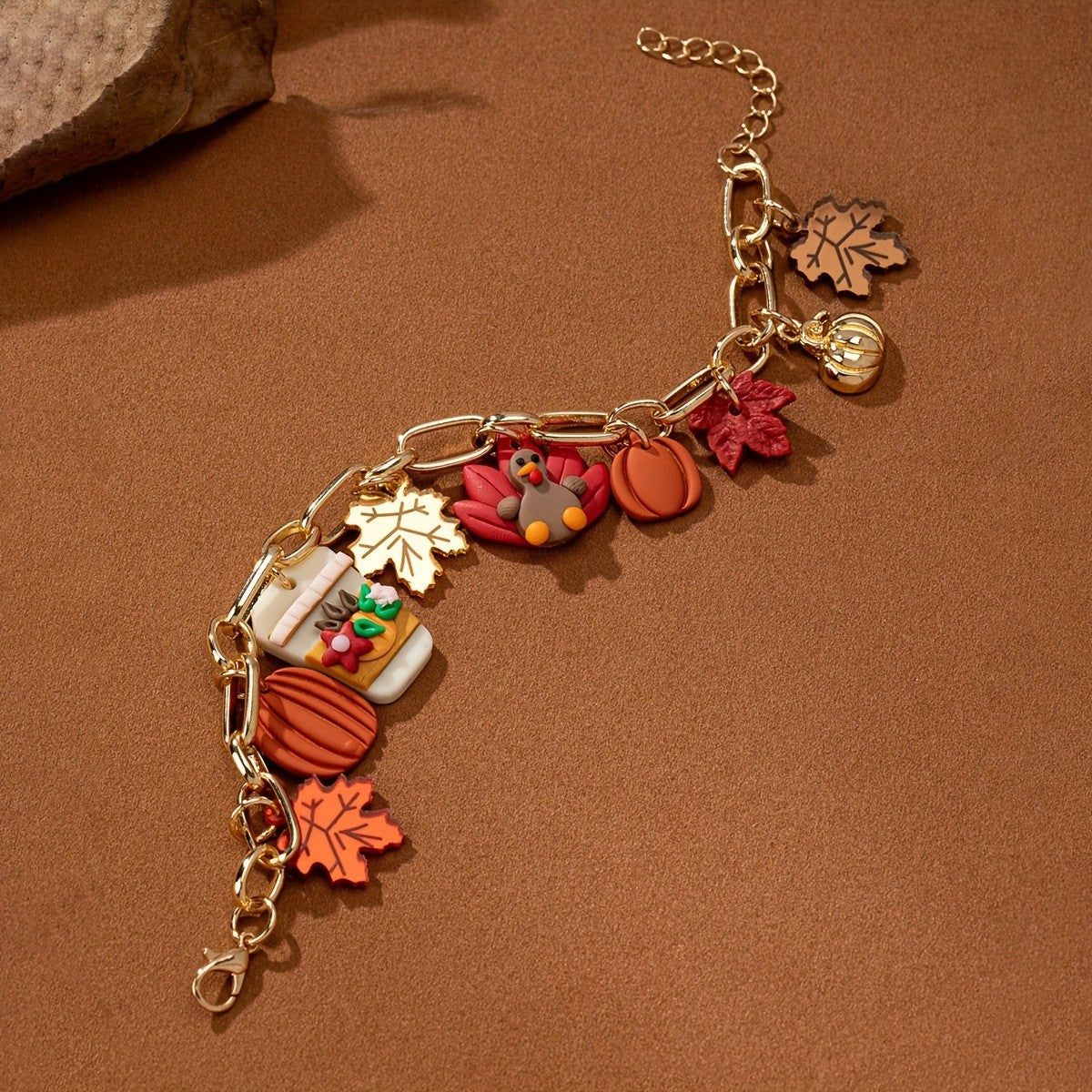 Cute Polymer Clay Thanksgiving Charm Bracelet