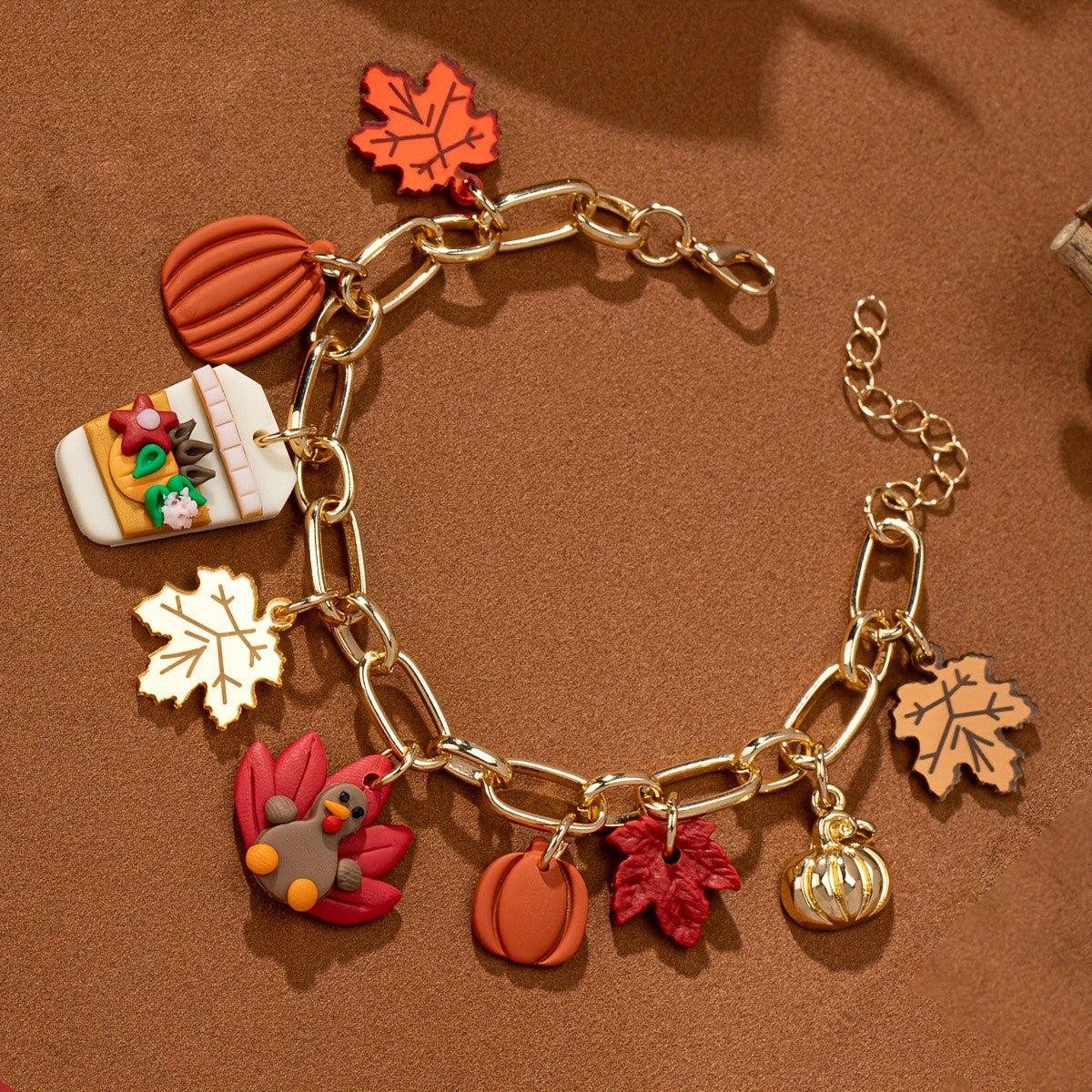 Cute Polymer Clay Thanksgiving Charm Bracelet