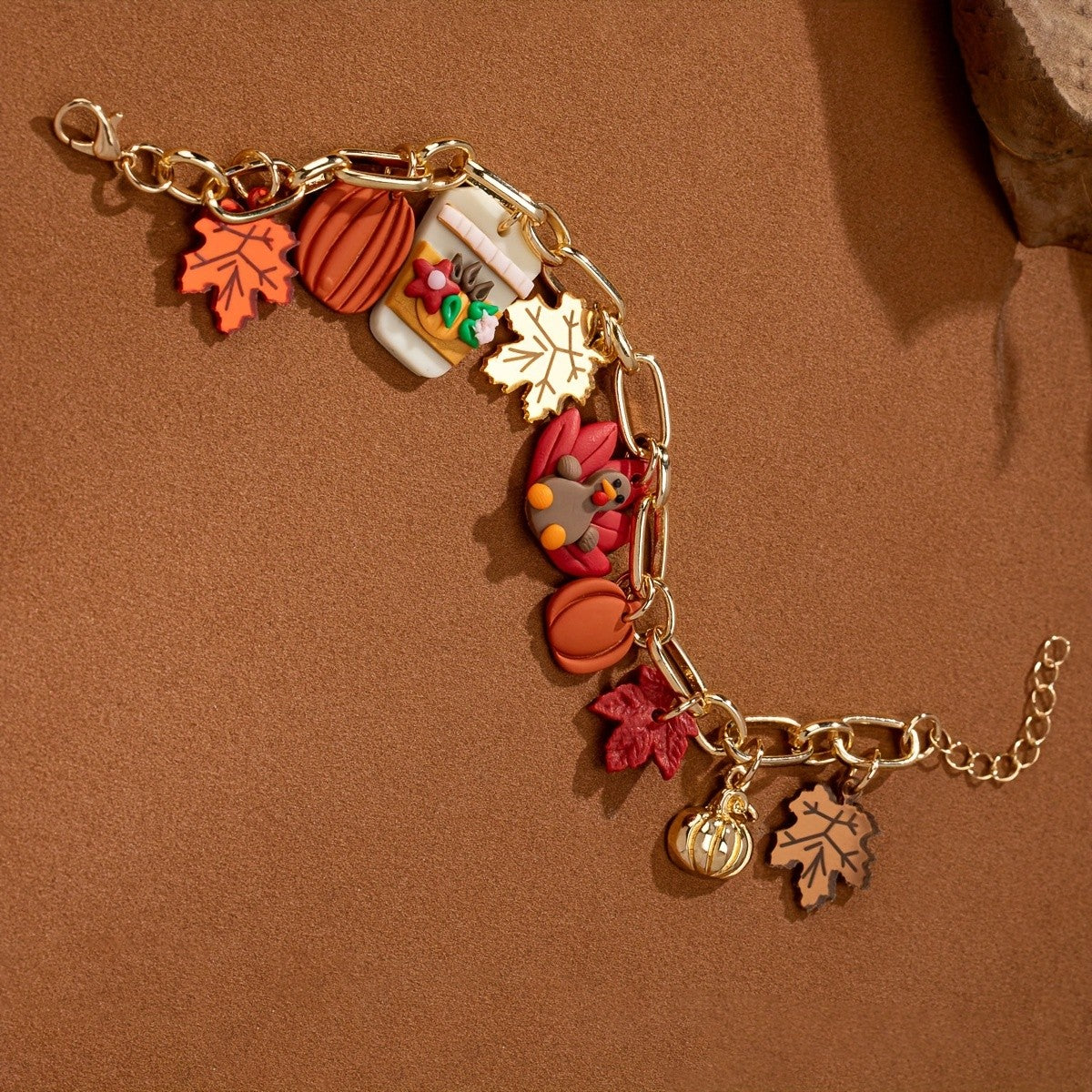 Cute Polymer Clay Thanksgiving Charm Bracelet