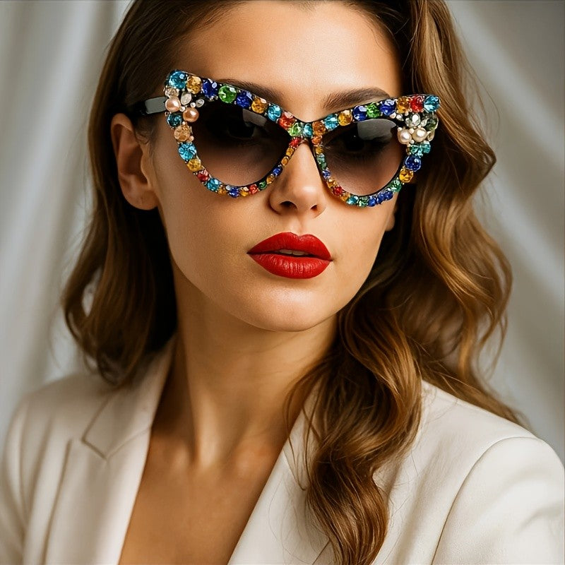Classy Multicolor Gem Cat Eye Sunglasses