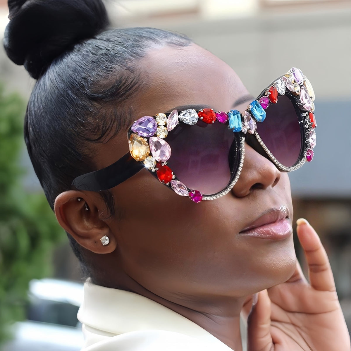 Classy Multicolor Gem Cat Eye Sunglasses